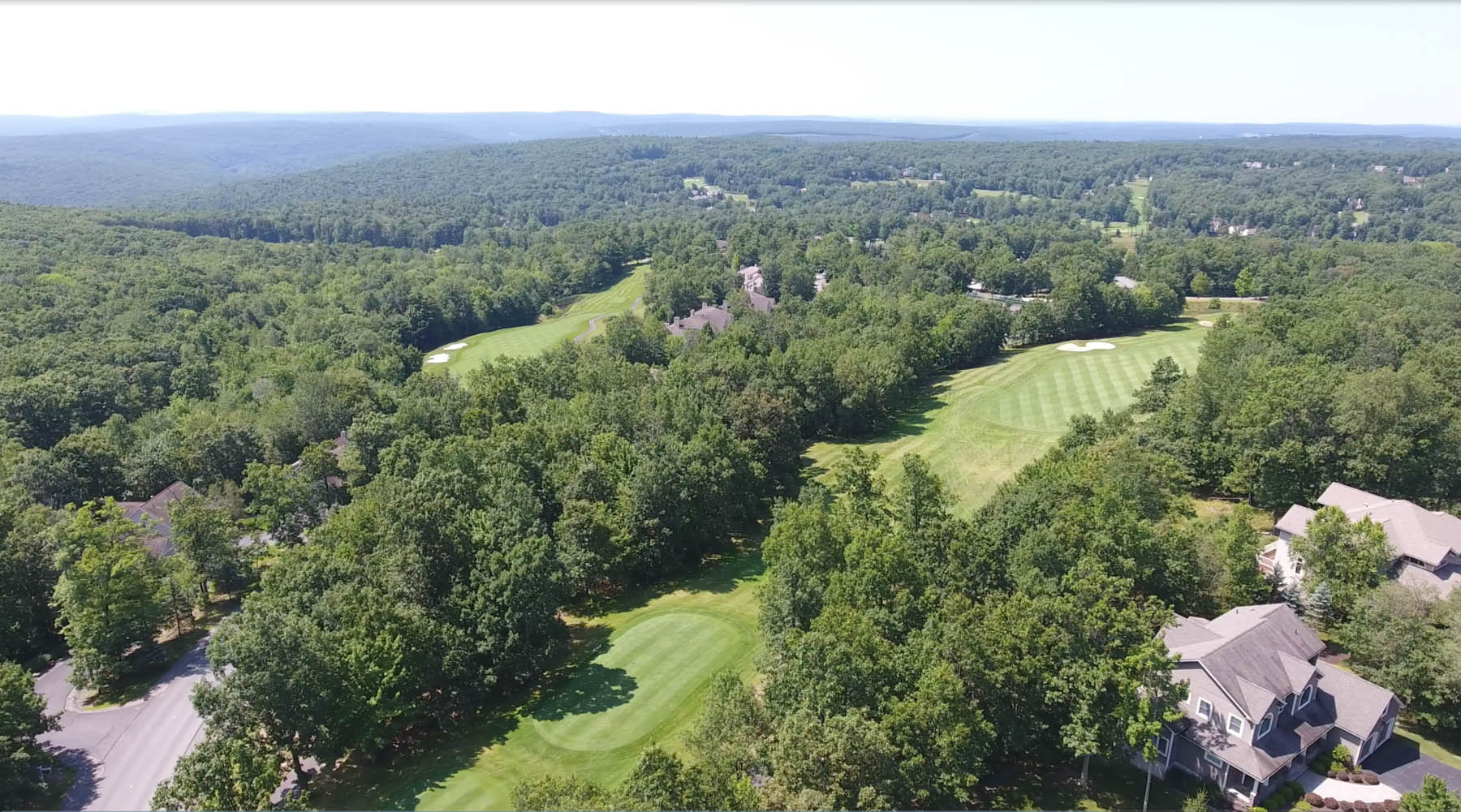 Aerial view of golf course.