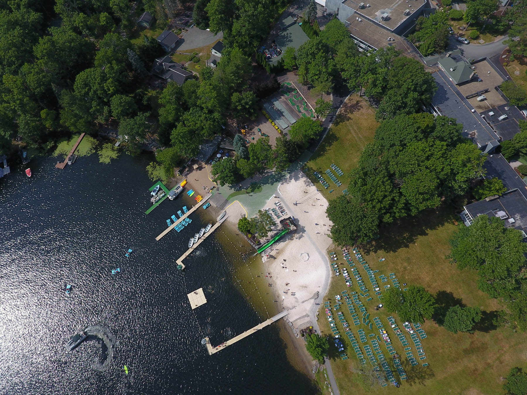 Aerial view of Woodloch Resort and Lake Teedyuskung