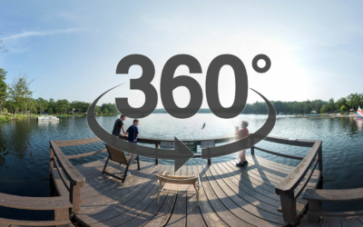 Woodloch Fishing Pier. Text: 360 degree virtual tour.