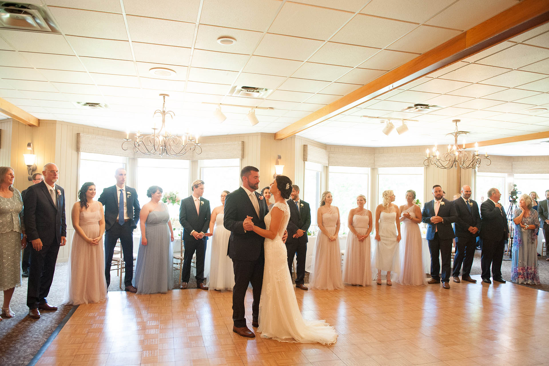 Bride and Groom dancing at wedding reception.