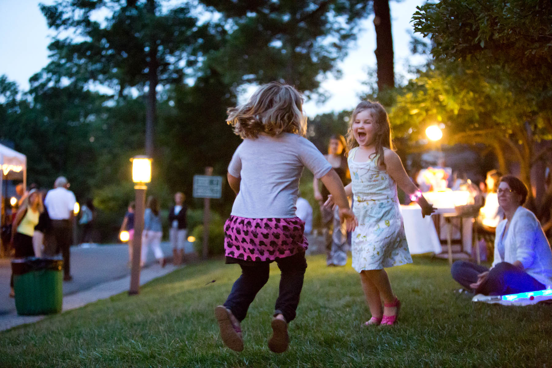 Two girls dancing together.