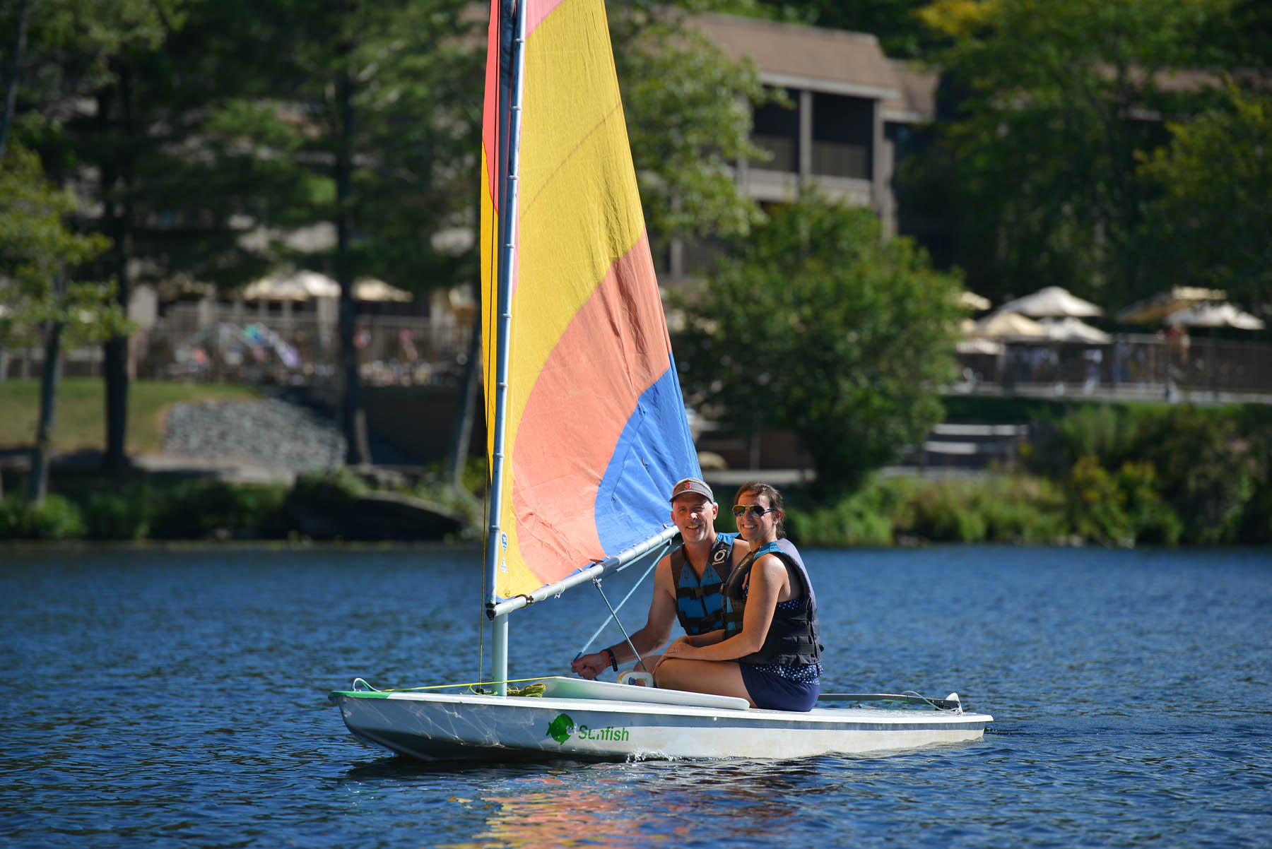 Couple in a dinghy.