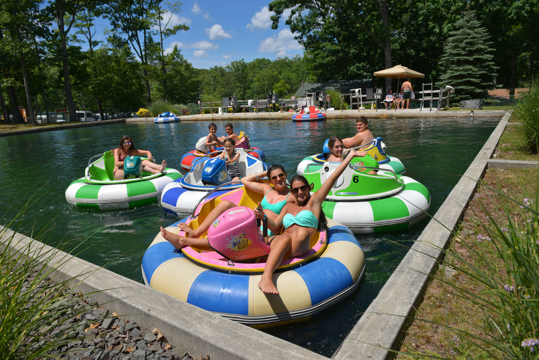 Young people in bumper boats