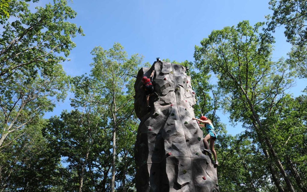 Outdoor climbing wall.