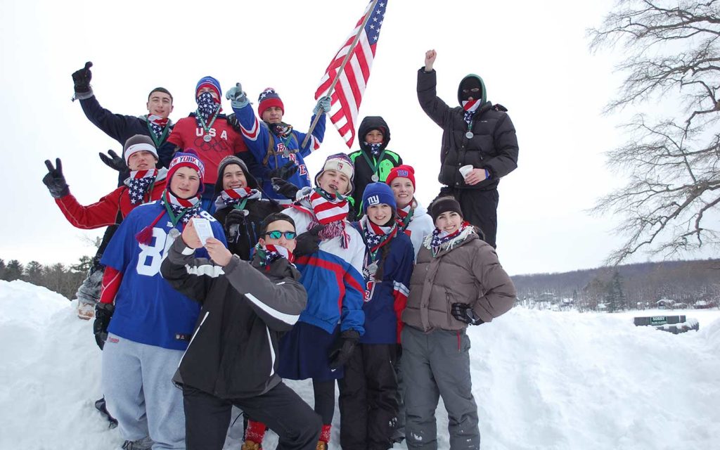 Woodloch Winter Olympics family photo.