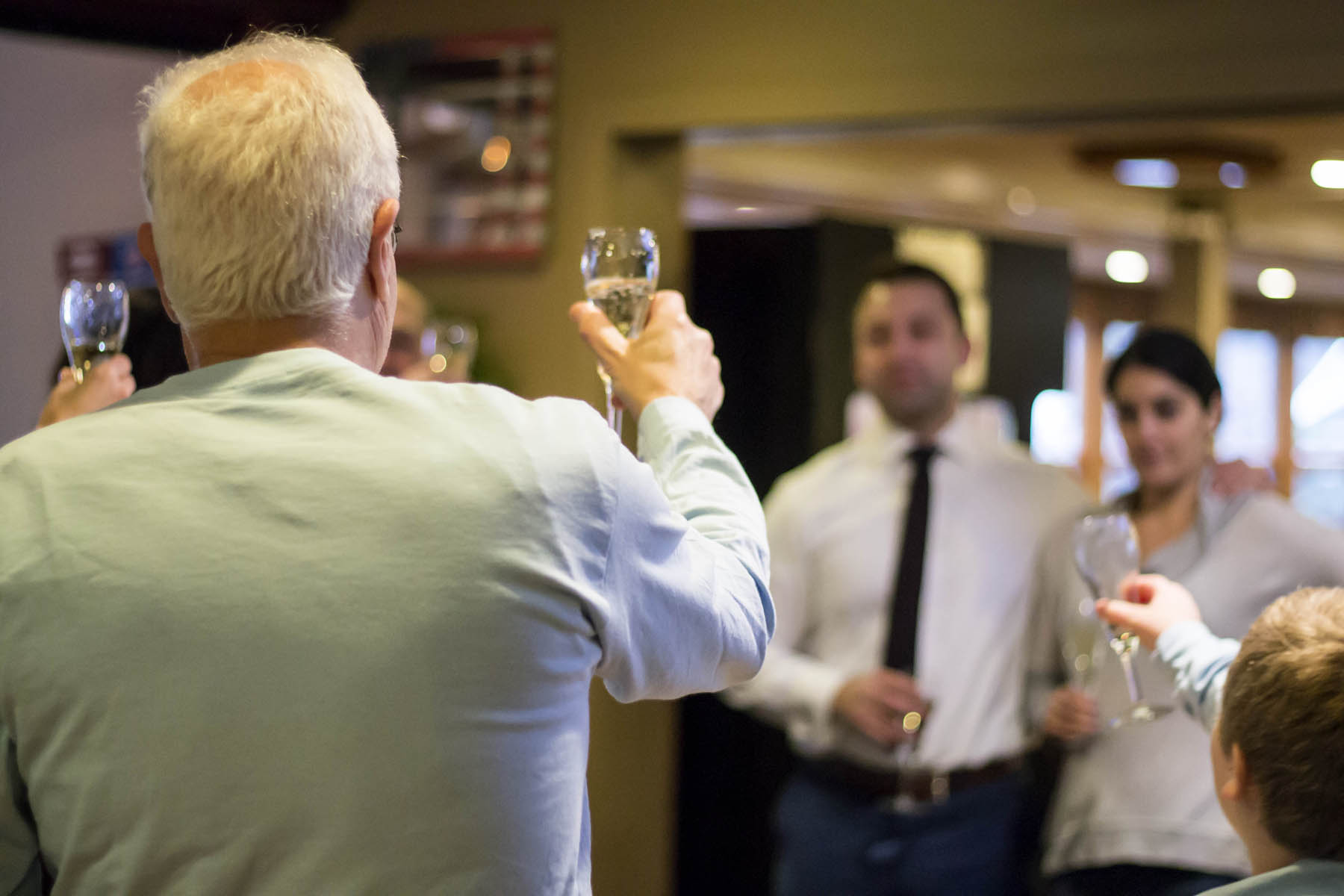 Group toasting champagne.