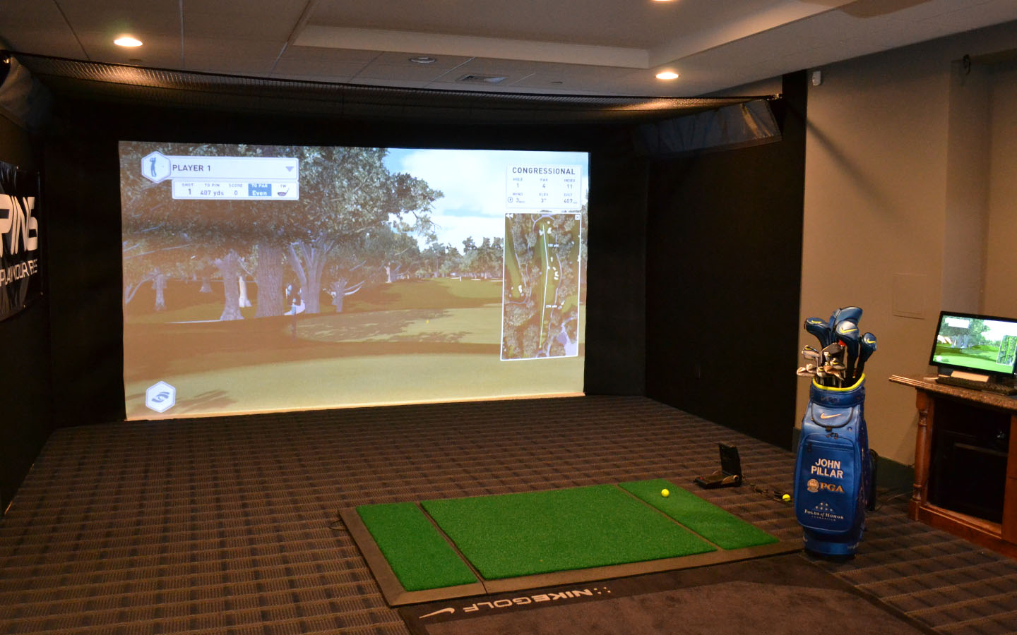 performance studio with virtual golf course.
