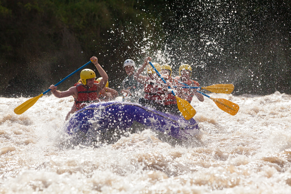 Group whitewater rafting.