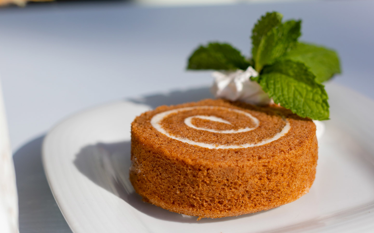 Pumpkin roll dessert.