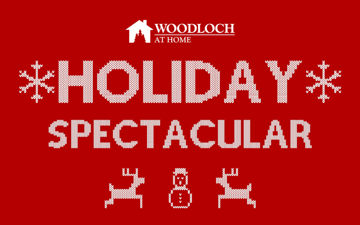 Snowman, snowflake and reindeer graphics. Text: Holiday Spectacular.