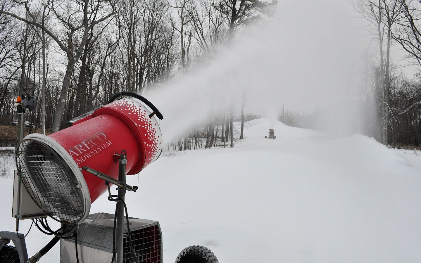 Snowmaker blowing snow.