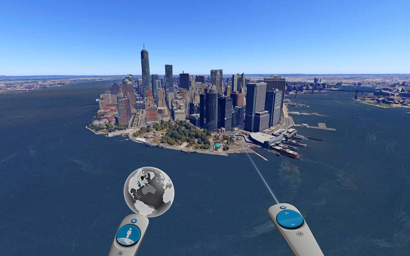 3D virtual aerial view of New York City.