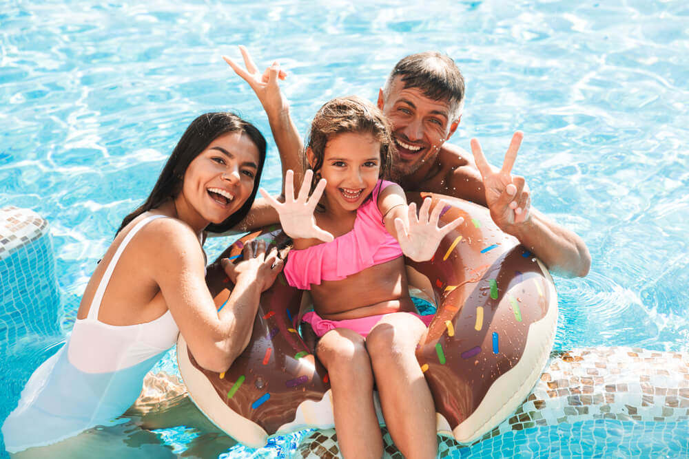 Photo of family enjoying a day in the pool at Woodloch