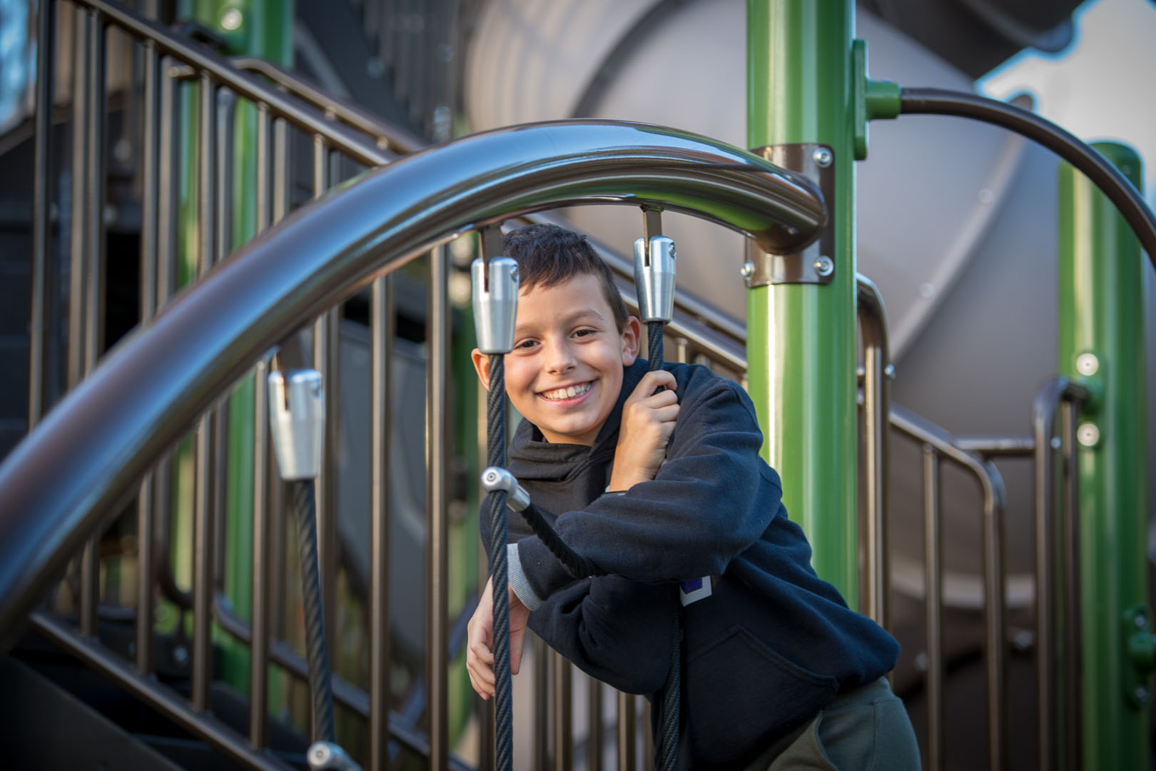 Outdoor playground with slides.