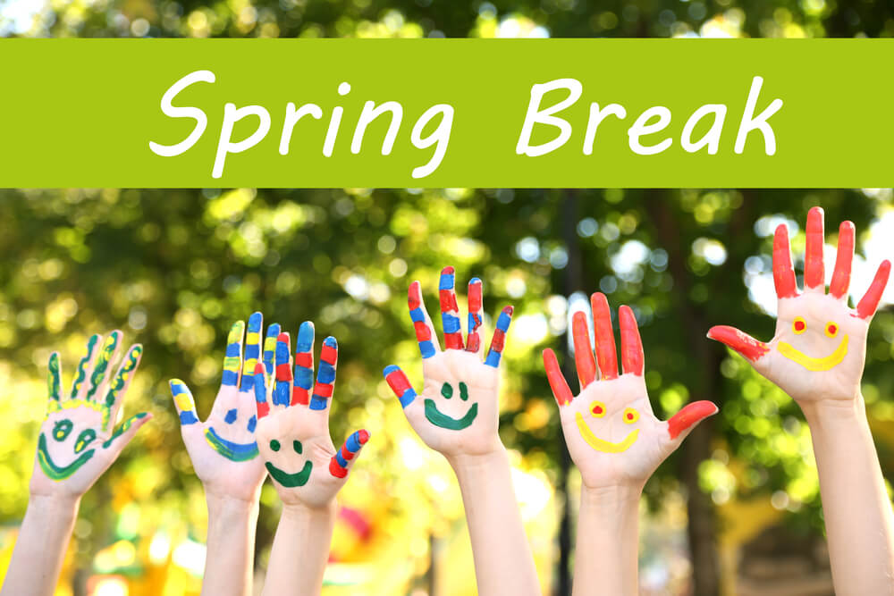 Photo of hands with text overlay "spring break": family spring break destinations