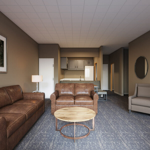 The inside of a guestroom at a Poconos family resort.
