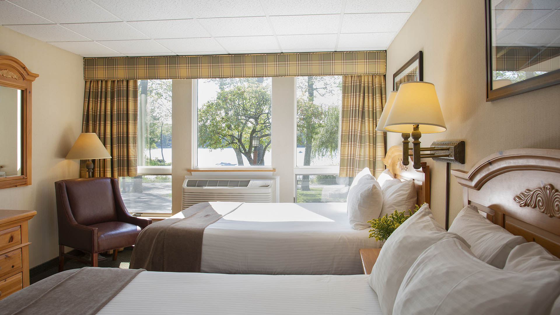 Woodloch guest room with two queen beds.