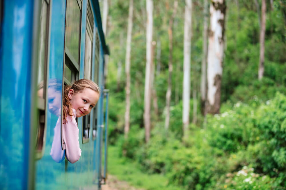 A little girl looking out the window on a train ride with The Stourbridge Line.