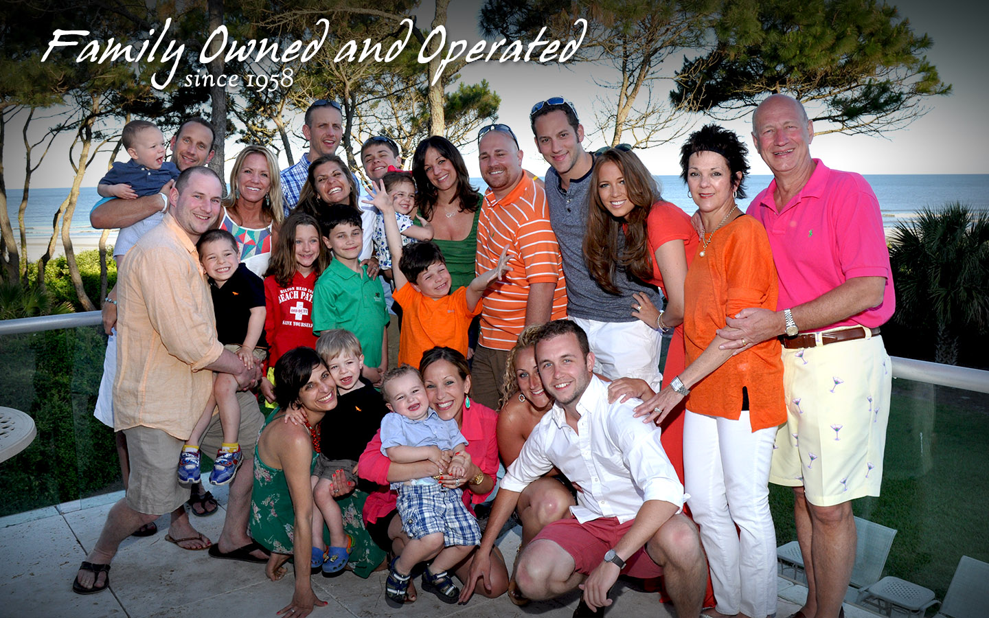 Large family photo. Text: Family owned and operated since 1958.