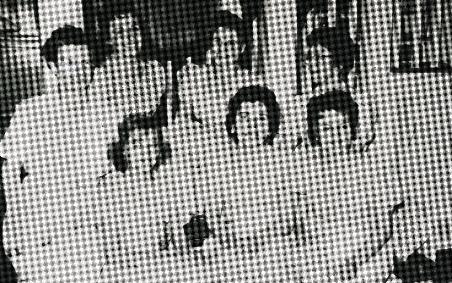 Historic photo of seven women.